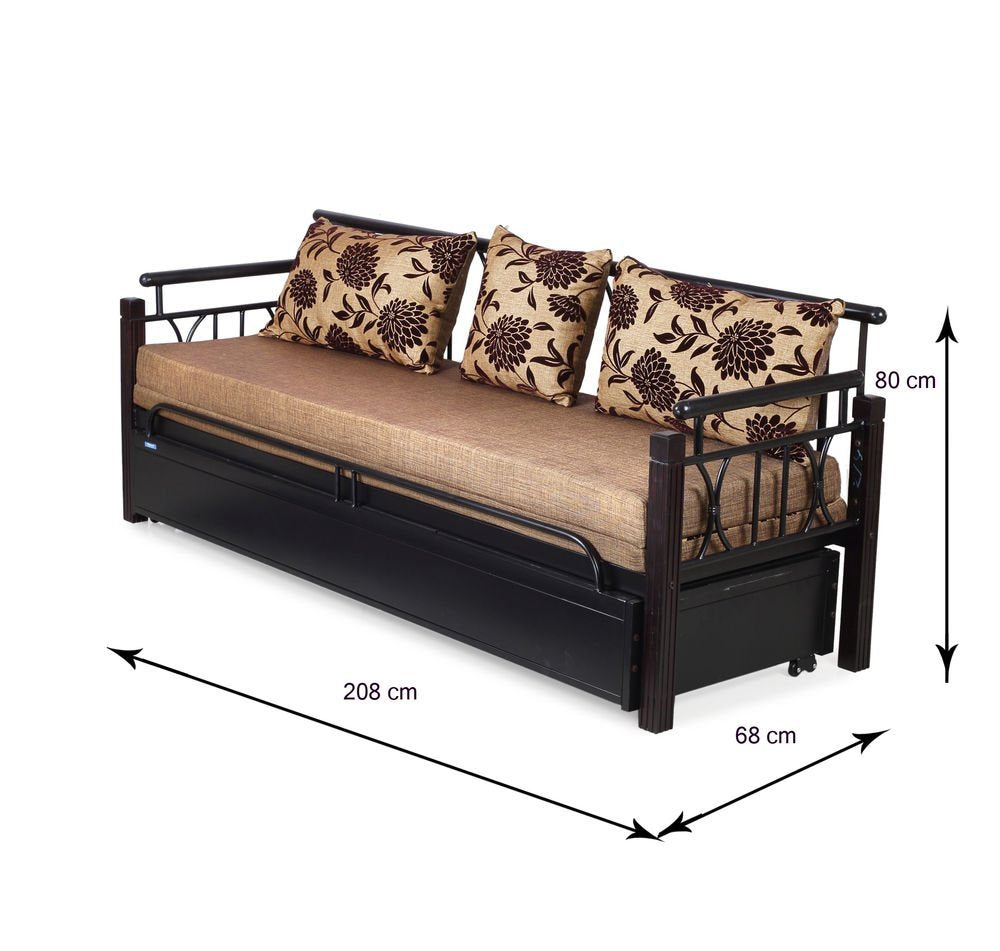 Nilkamal Flint Two Seater Sofa cum Bed (Black) | HOMEGENIC.