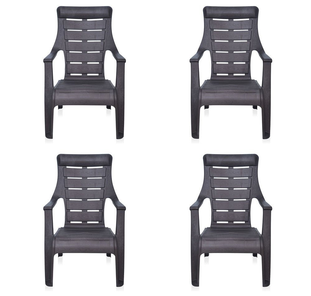 Nilkamal Sunday Garden Chair, Set of 4 (Weather Brown) | HOMEGENIC.