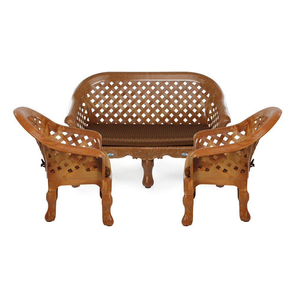 Nilkamal Luxura Sofa Set with Cushions in Pearwood color (2+1+1) | HOMEGENIC.