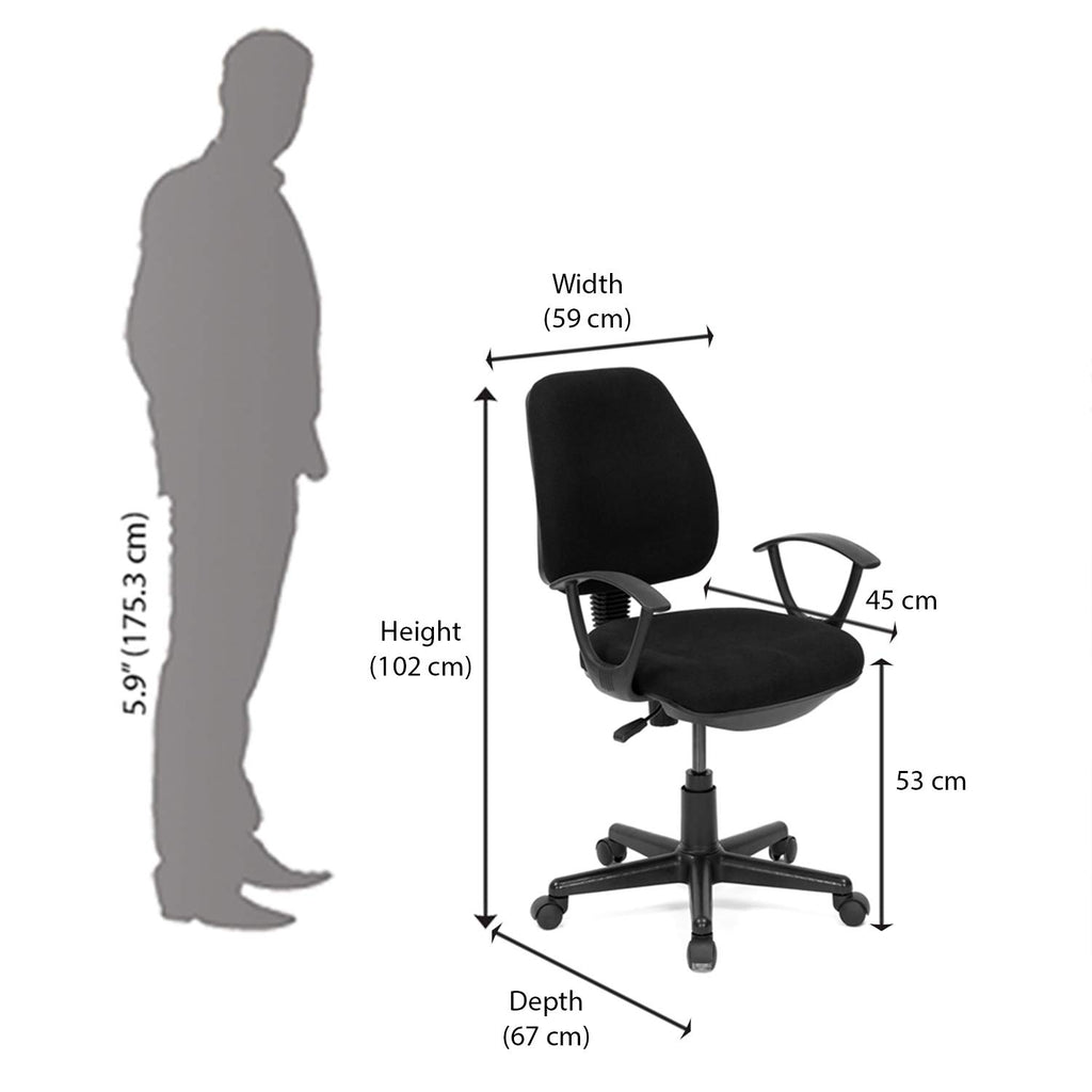 Nilkamal Mars Mid Back Ergonomic Fabric Chair (Black) | HOMEGENIC.