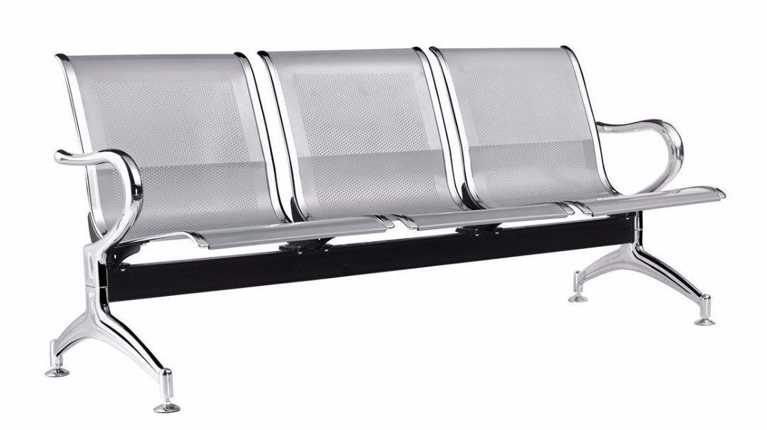 Nilkamal Italia 3 Seater Bench Reception Chair (Silver) | HOMEGENIC.