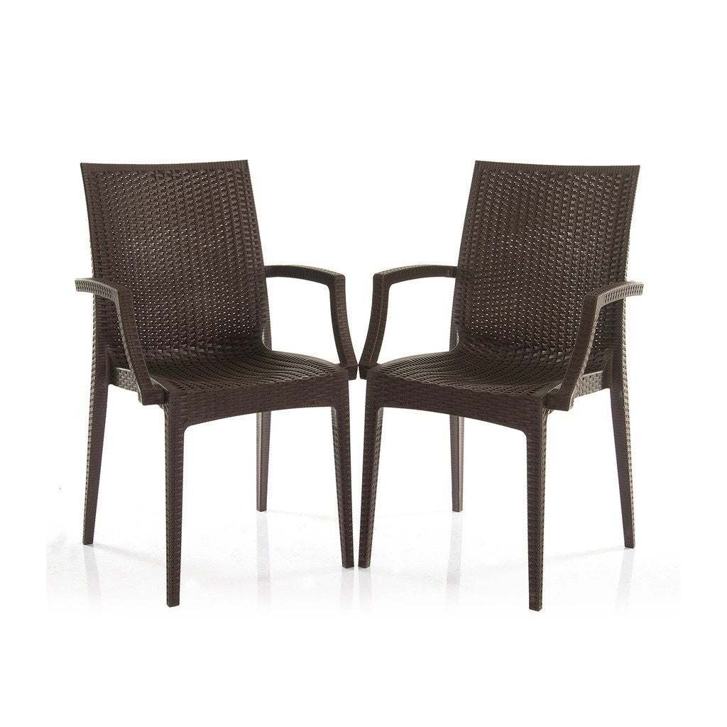 Varmora Designer Chair Set of 2 (Club Handle - Brown) | HOMEGENIC.