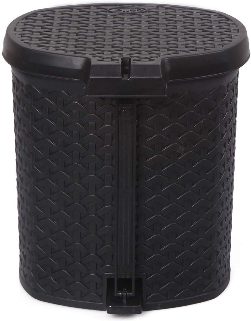 Nilkamal Dustbin for Home, Kitchen, Restaurant Rattan Design with Paddle- 12 Ltr | HOMEGENIC.