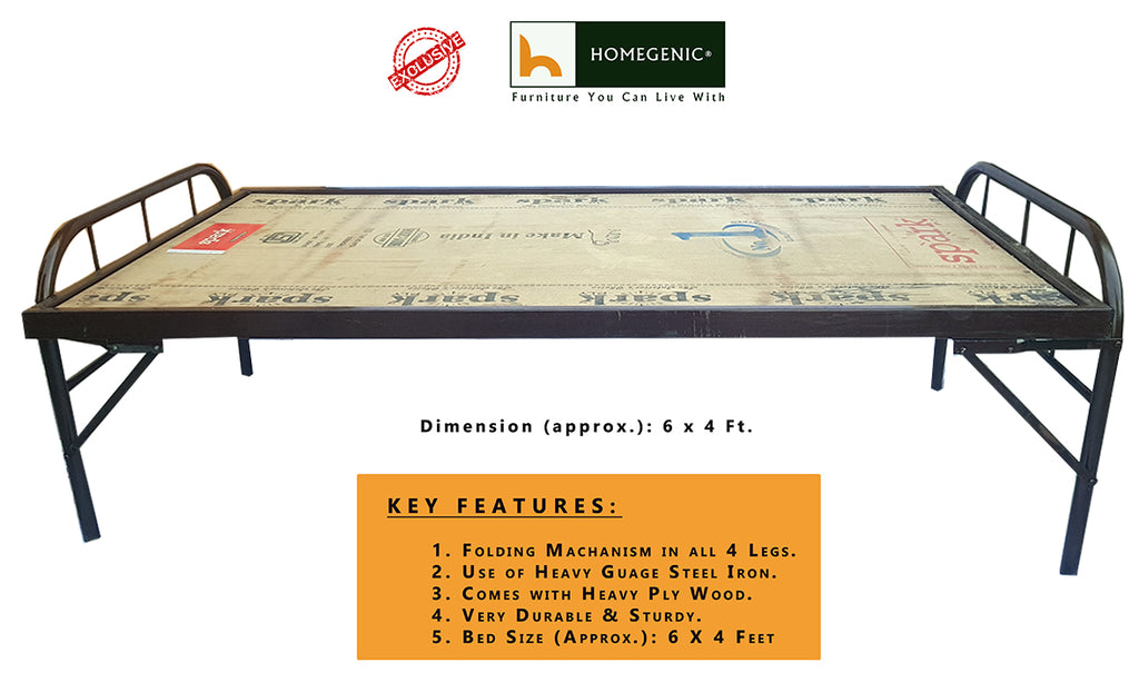 Homegenic Smart Folding Bed with Plywood 6x4 feet | HOMEGENIC.