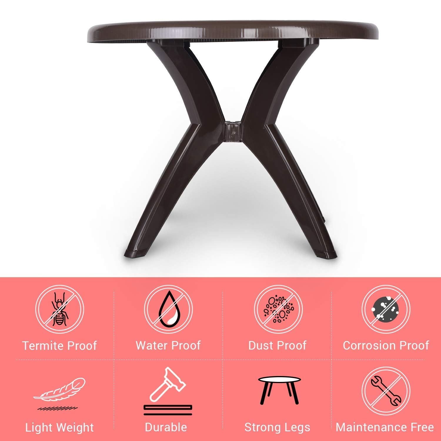Kisan Round Dining Table DT2011 (Brown) | HOMEGENIC.