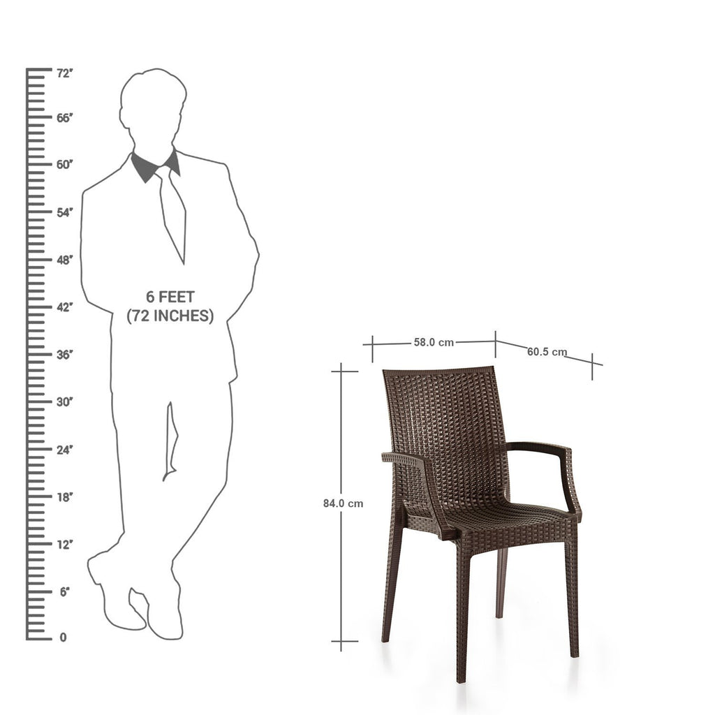 Varmora Designer Chair Set of 2 (Club Handle - Brown) | HOMEGENIC.