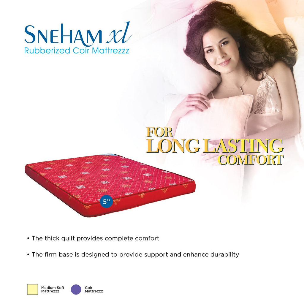 Nilkamal Sneham XL 5-inch King Size Mattress (Maroon, 78x72x5) | HOMEGENIC.