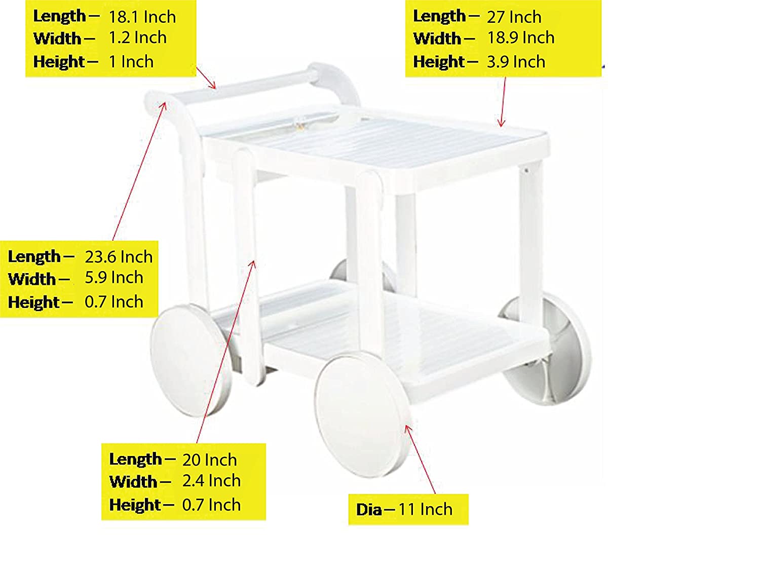 Italica Food Serving Trolley (Glossy Finish, White) | HOMEGENIC.