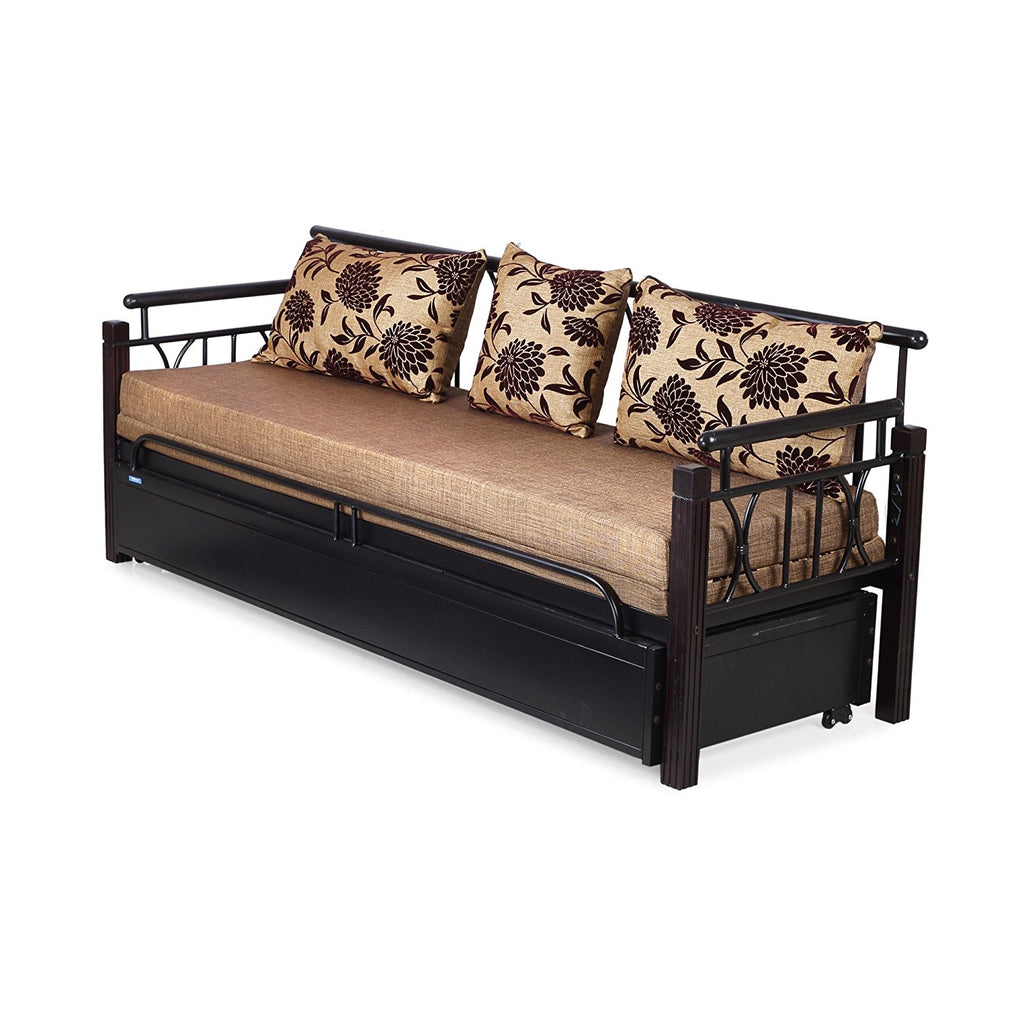 Nilkamal Flint Two Seater Sofa cum Bed (Black) | HOMEGENIC.