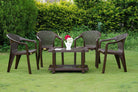 Italica Oxy Chair with Coffee Table (Brown) - Set of 4 Chairs | HOMEGENIC.
