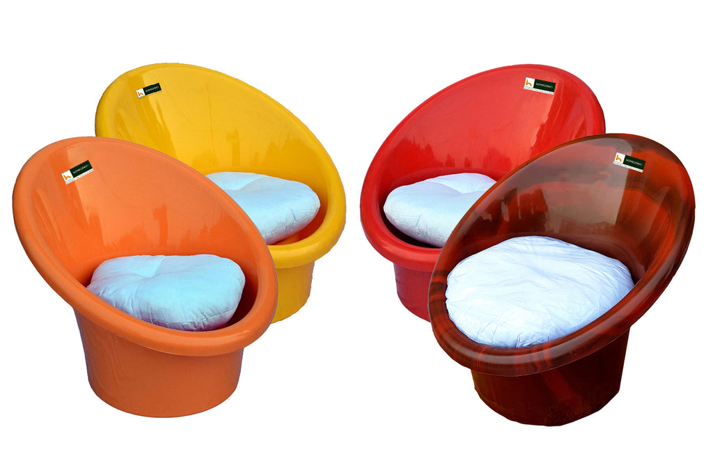 Nilkamal Tub Chair with Cushion- Set of 4 Chairs | HOMEGENIC.