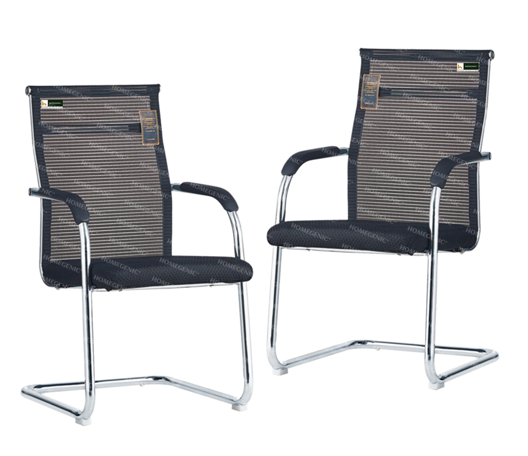 Homegenic S Type Cantilever Mesh Office Visitor Chairs (Stainless Steel) | HOMEGENIC.