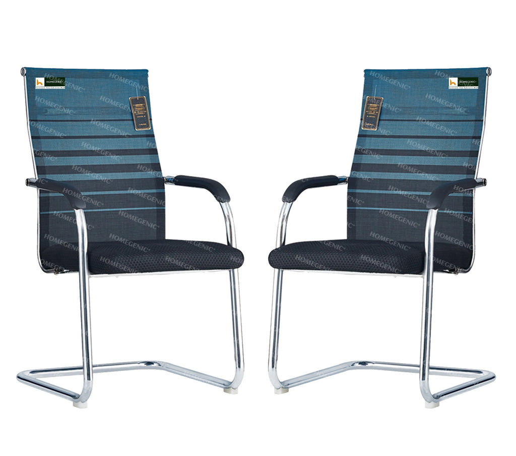 Homegenic S Type Cantilever Mesh Office Visitor Chairs (Stainless Steel) | HOMEGENIC.