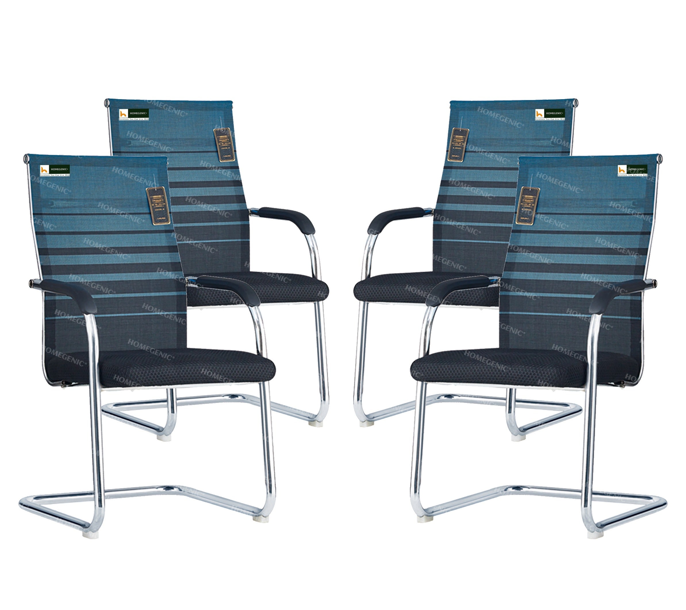 Homegenic S Type Cantilever Mesh Office Visitor Chairs (Stainless Steel) | HOMEGENIC.