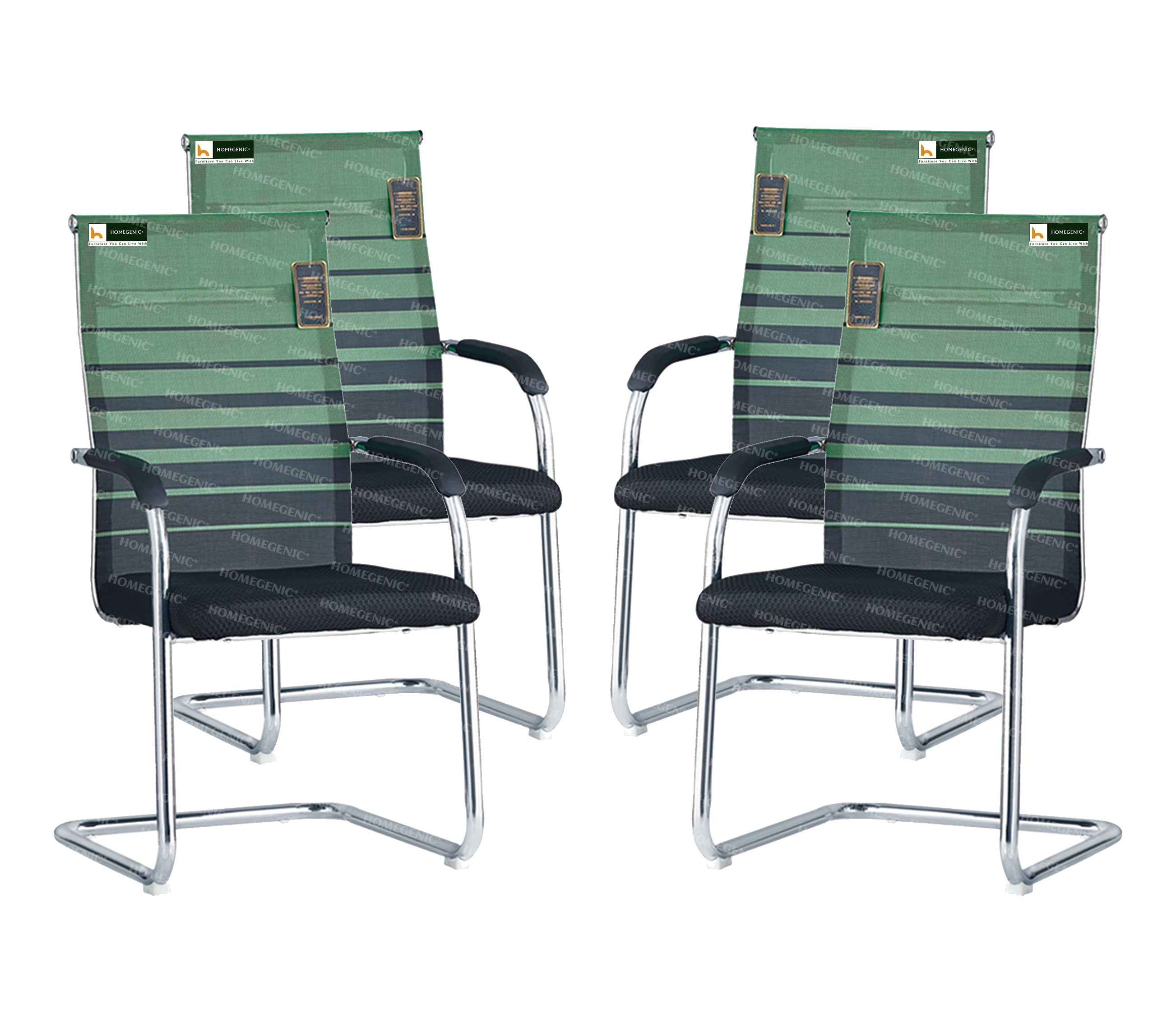 Homegenic S Type Cantilever Mesh Office Visitor Chairs (Stainless Steel) | HOMEGENIC.