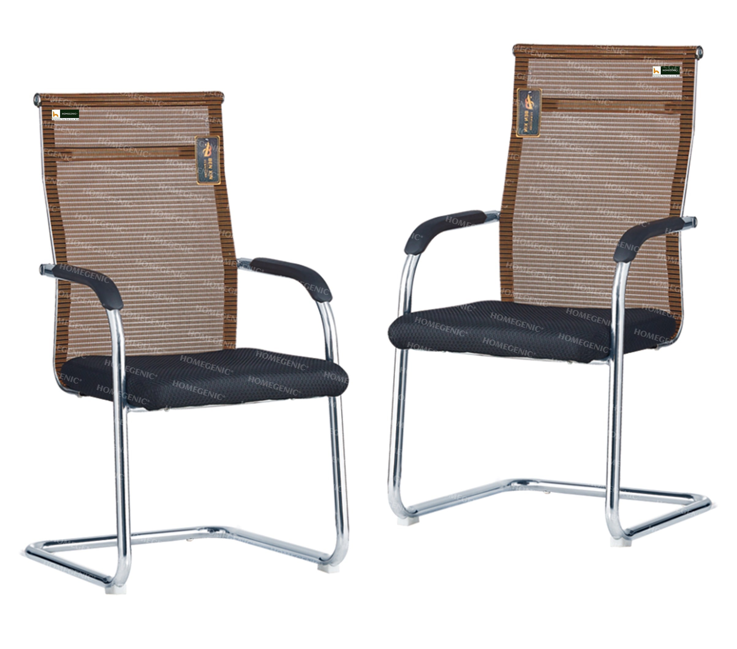Homegenic S Type Cantilever Mesh Office Visitor Chairs (Stainless Steel) | HOMEGENIC.