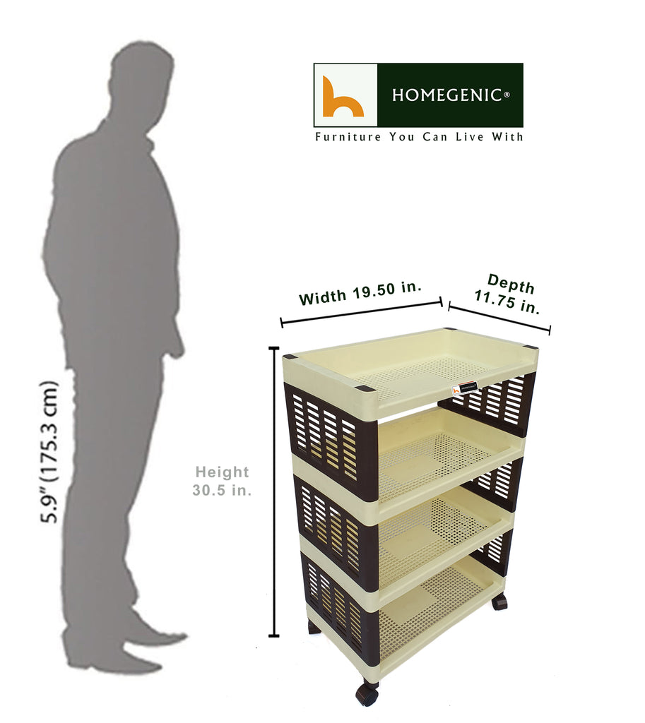Homegenic Multipurpose Trolly Racks Big 4 shelves with Wheels | HOMEGENIC.