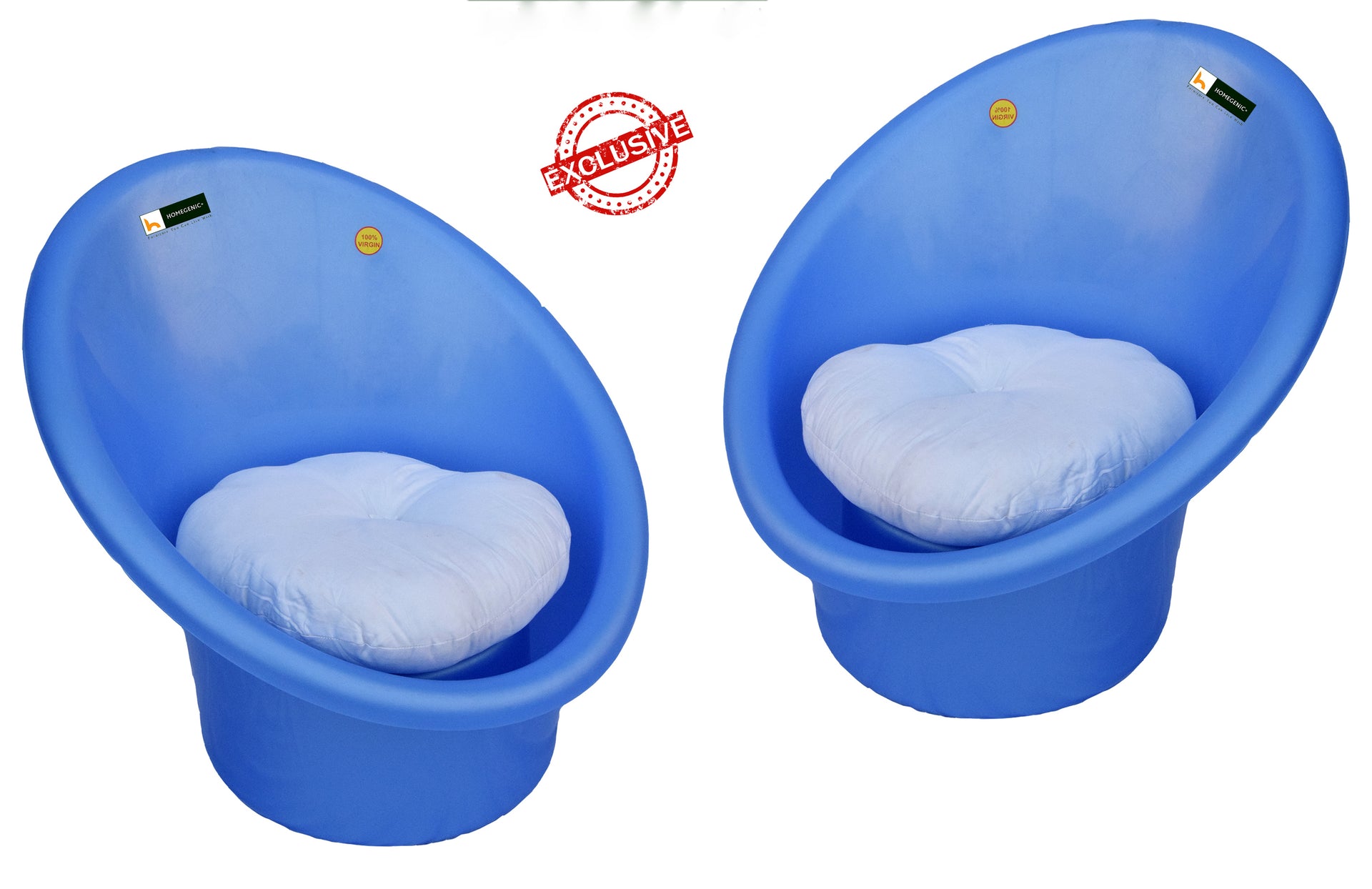 Nilkamal Tub Chair with Cushions- Set of Chairs Blue