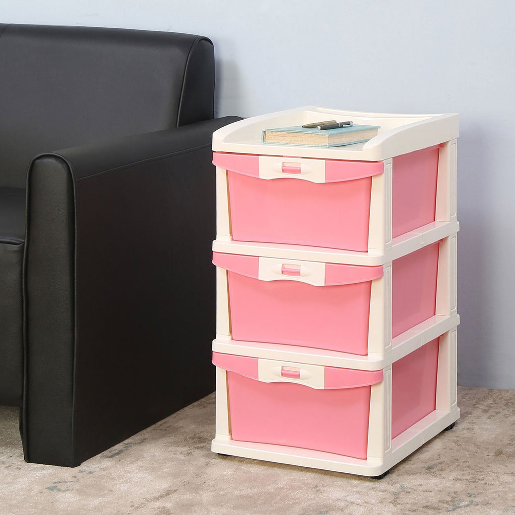 Nilkamal Chester 23 Plastic Free Standing Chest of Drawers (Pink) | HOMEGENIC.