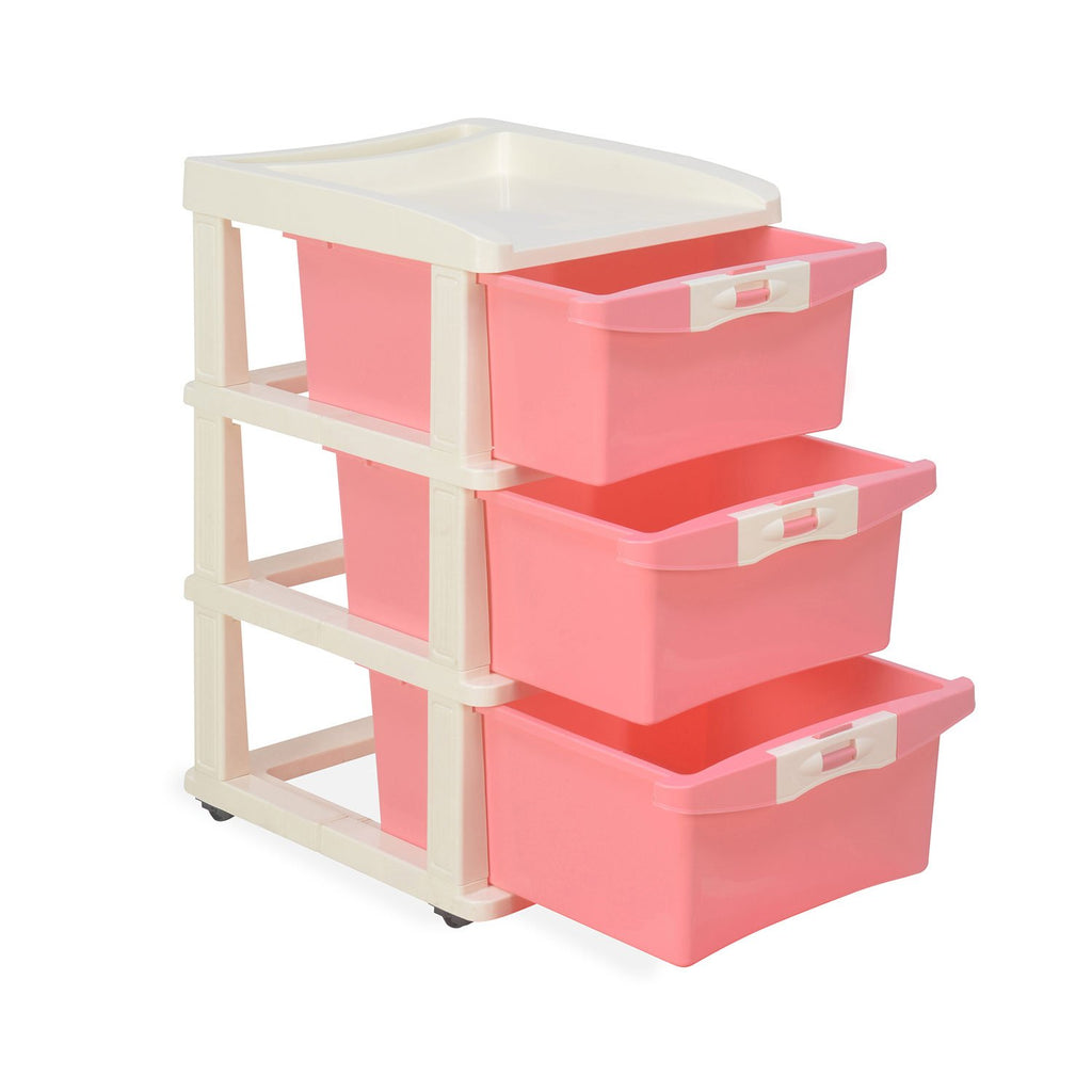 Nilkamal Chester 23 Plastic Free Standing Chest of Drawers (Pink) | HOMEGENIC.