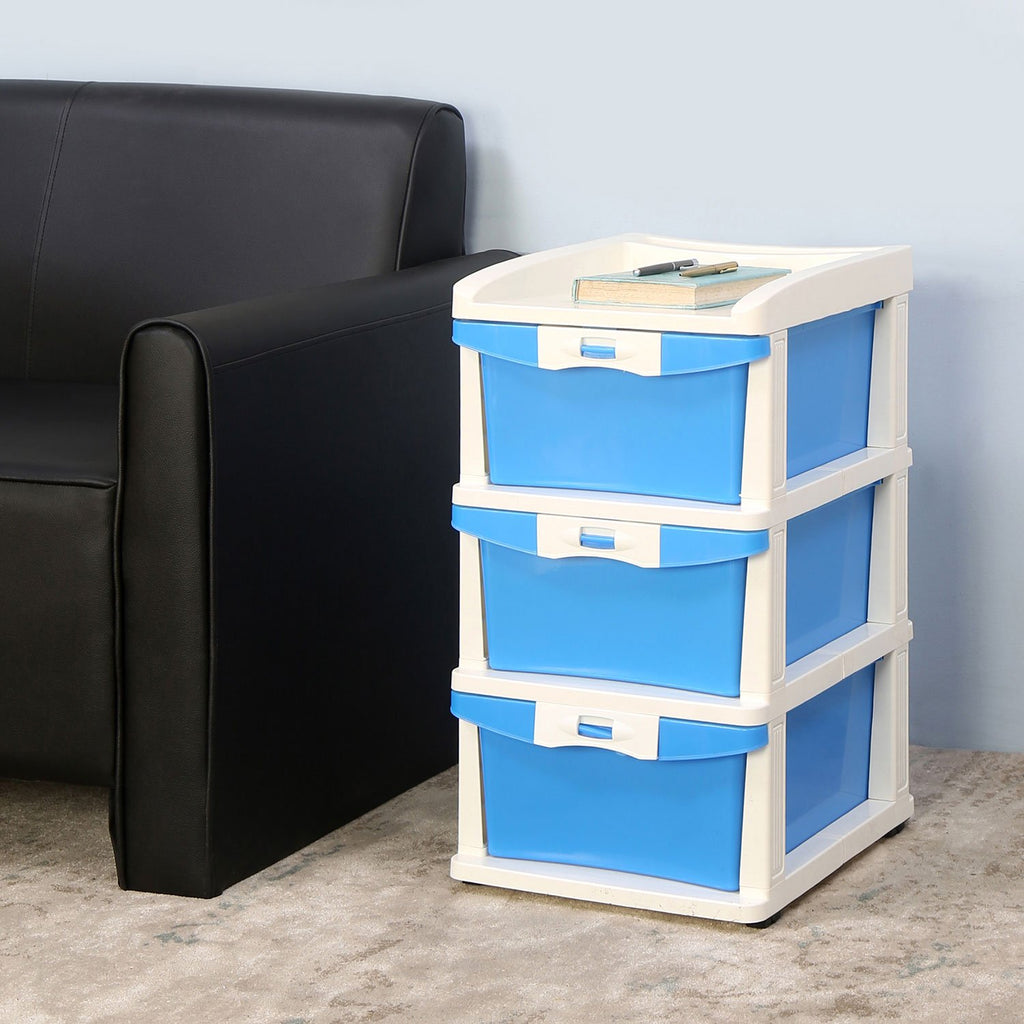 Nilkamal Chester 23 Plastic Free Standing Chest of Drawers (Blue) | HOMEGENIC.