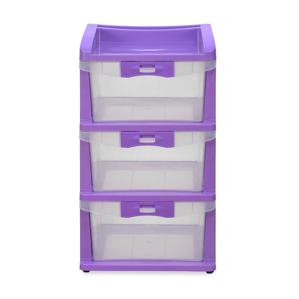 Nilkamal Chester 23 Plastic Free Standing Chest of Drawers (Violet & Transparent) | HOMEGENIC.