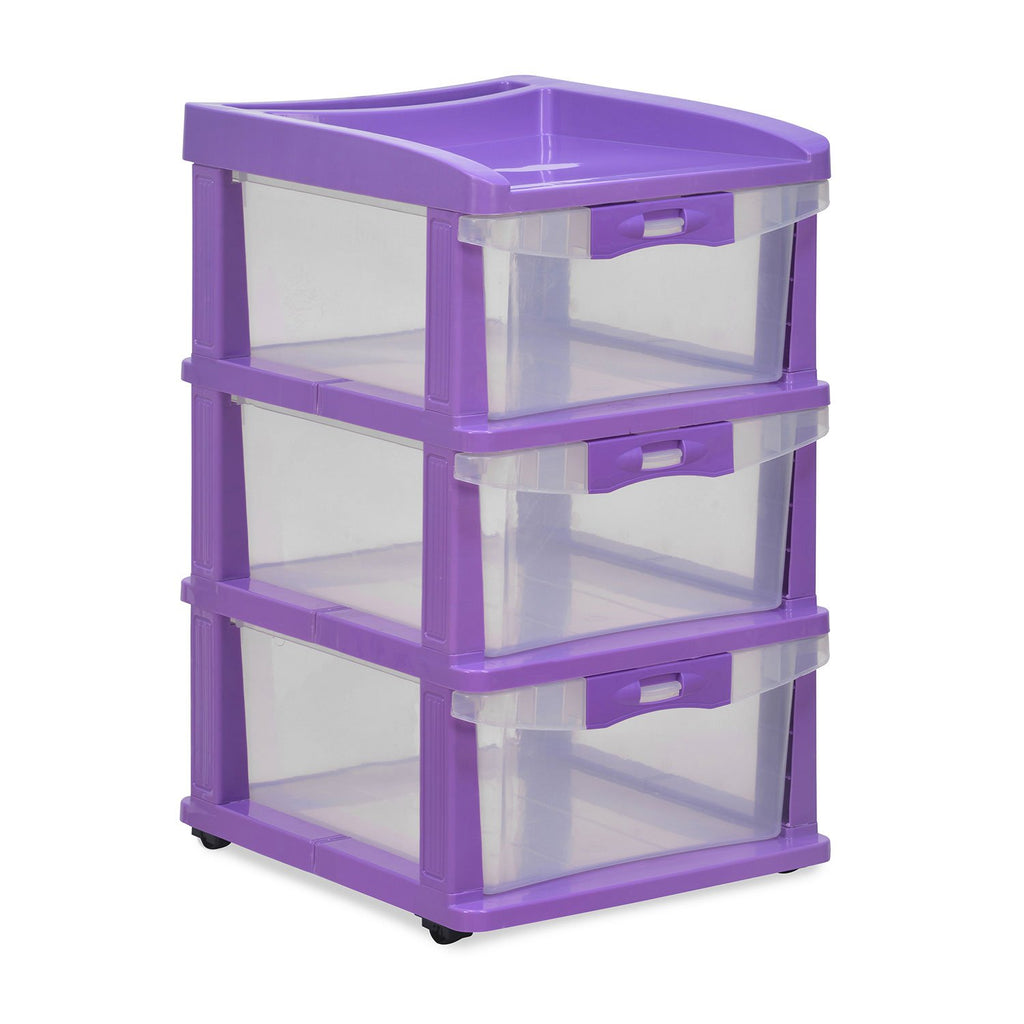 Nilkamal Chester 23 Plastic Free Standing Chest of Drawers (Violet & Transparent) | HOMEGENIC.