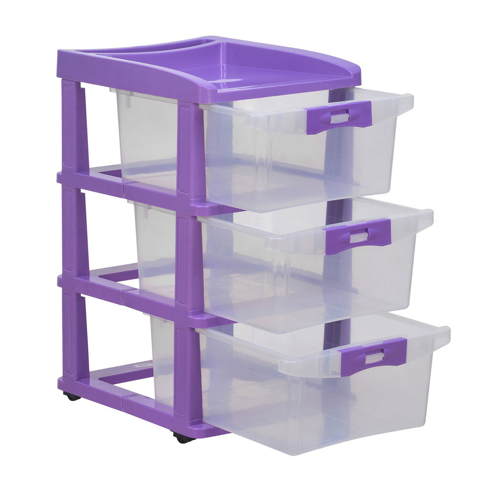 Nilkamal Chester 23 Plastic Free Standing Chest of Drawers (Violet & Transparent) | HOMEGENIC.