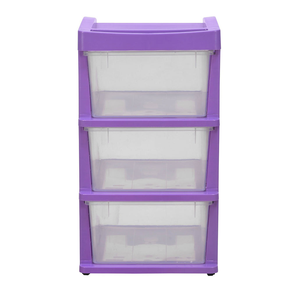 Nilkamal Chester 23 Plastic Free Standing Chest of Drawers (Violet & Transparent) | HOMEGENIC.