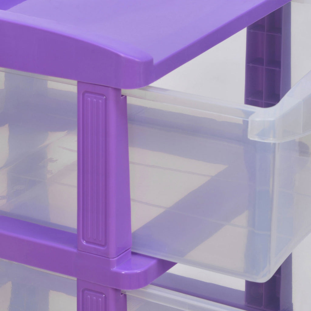 Nilkamal Chester 23 Plastic Free Standing Chest of Drawers (Violet & Transparent) | HOMEGENIC.