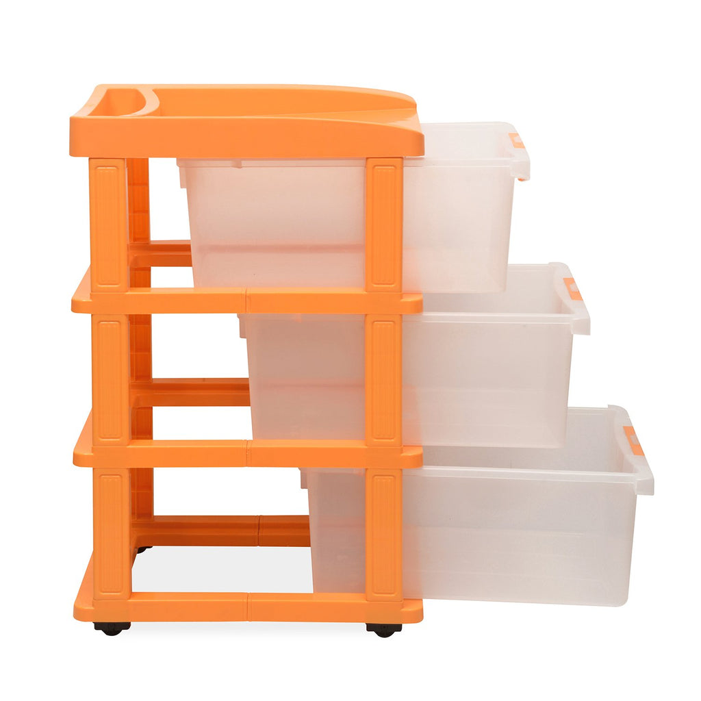 Nilkamal Chester 23 Plastic Free Standing Chest of Drawers (Orange) | HOMEGENIC.