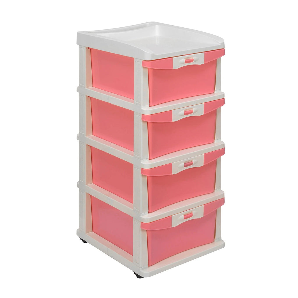 Nilkamal Chester 24 Plastic Free Standing Chest of Drawers (Pink) | HOMEGENIC.