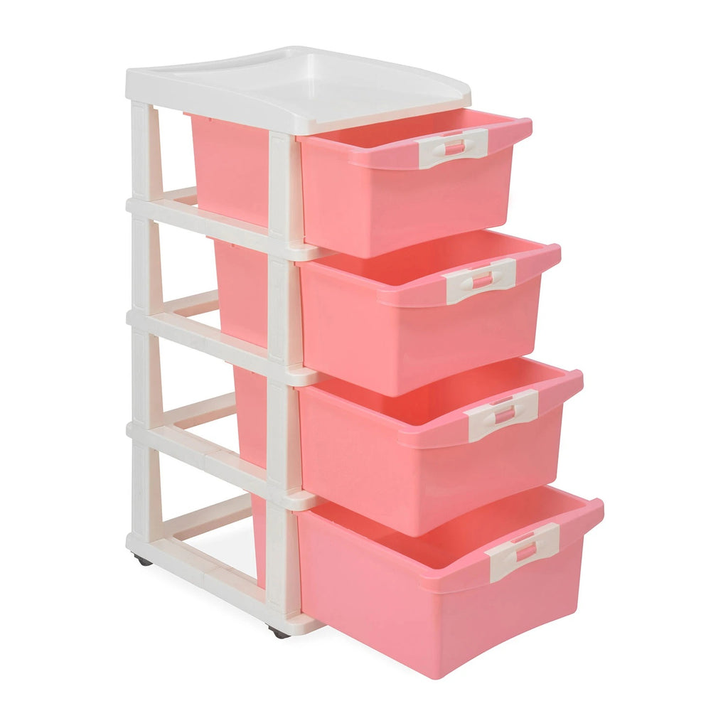 Nilkamal Chester 24 Plastic Free Standing Chest of Drawers (Pink) | HOMEGENIC.