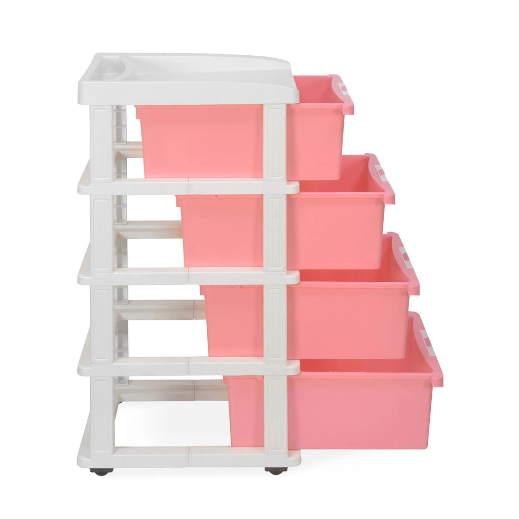 Nilkamal Chester 24 Plastic Free Standing Chest of Drawers (Pink) | HOMEGENIC.