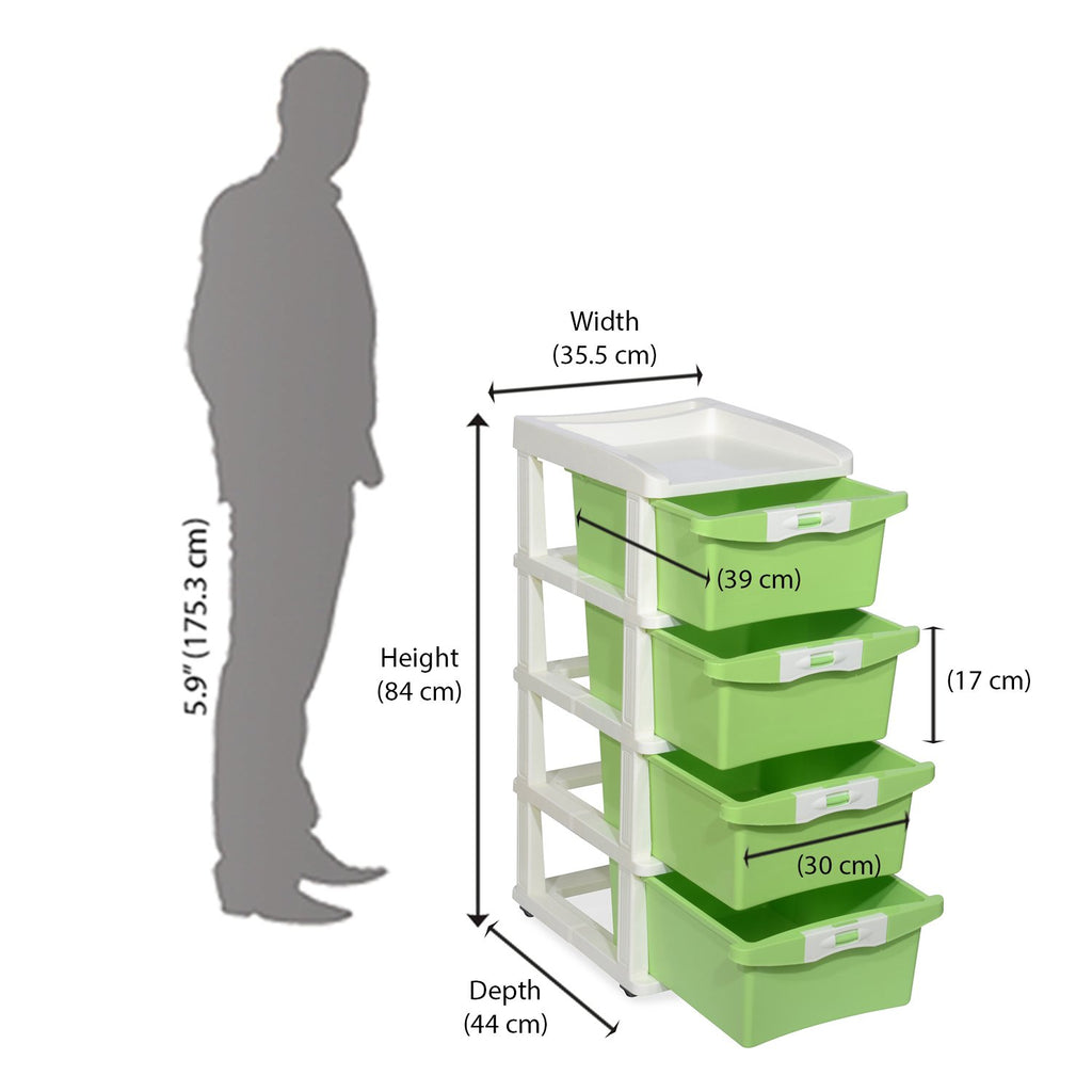 Nilkamal Chester 24 Plastic Free Standing Chest of Drawers (Pastel Green) | HOMEGENIC.