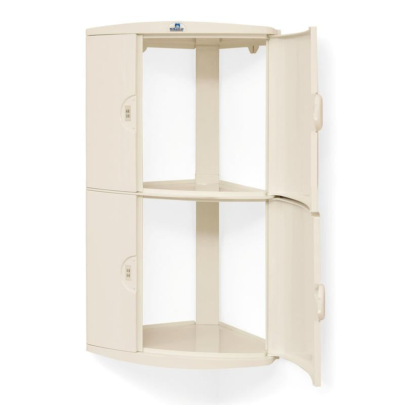 Nilkamal Blooms Plastic Wall Mount 2 Door Corner Cabinet | HOMEGENIC.