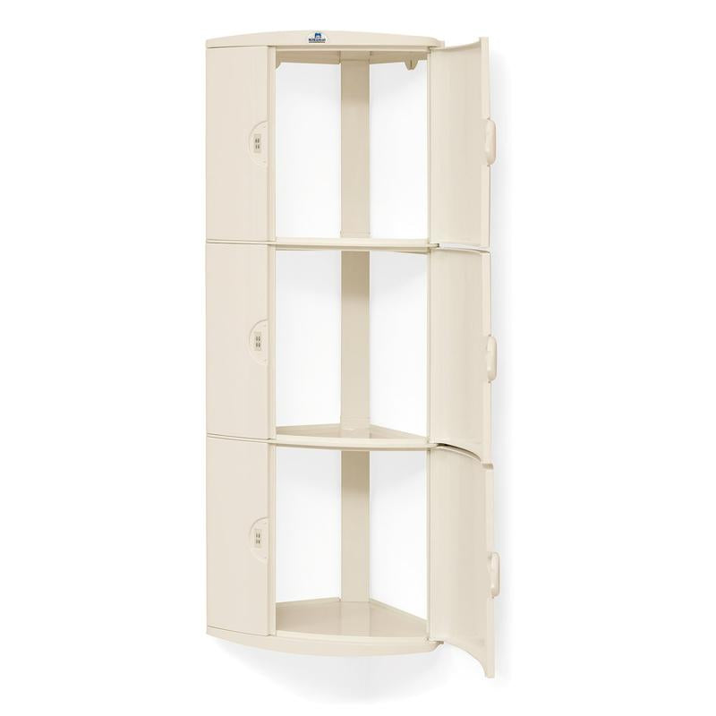 Nilkamal Blooms Plastic Wall Mount 3 Door Corner Cabinet | HOMEGENIC.