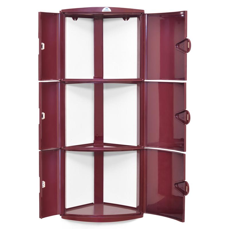 Nilkamal Blooms Plastic Wall Mount 3 Door Corner Cabinet | HOMEGENIC.