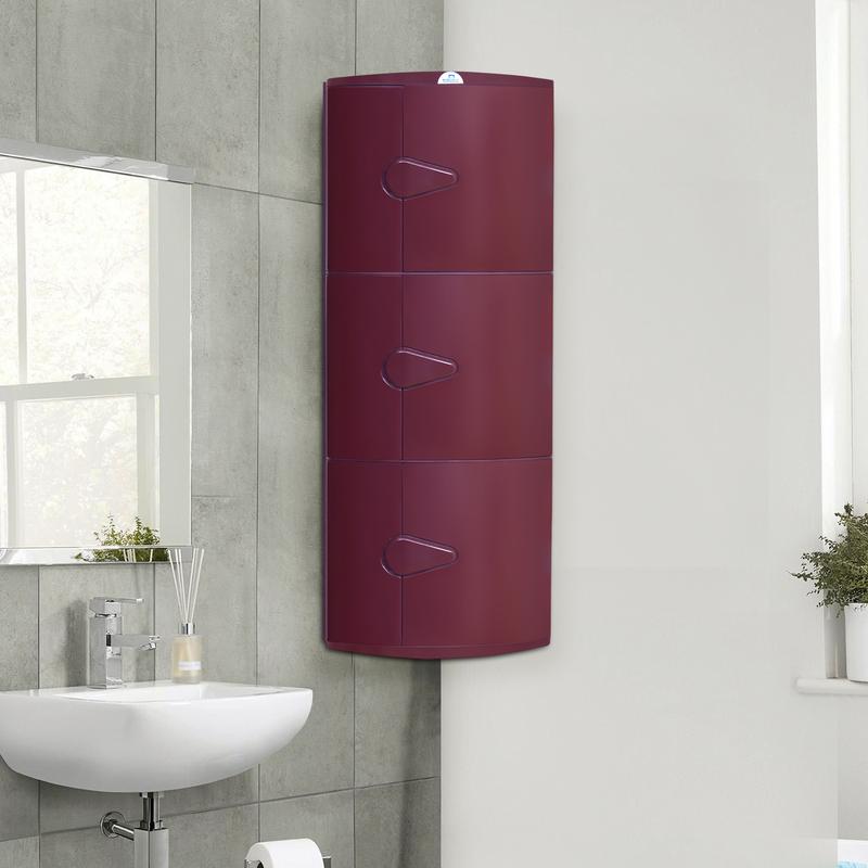 Nilkamal Blooms Plastic Wall Mount 3 Door Corner Cabinet | HOMEGENIC.