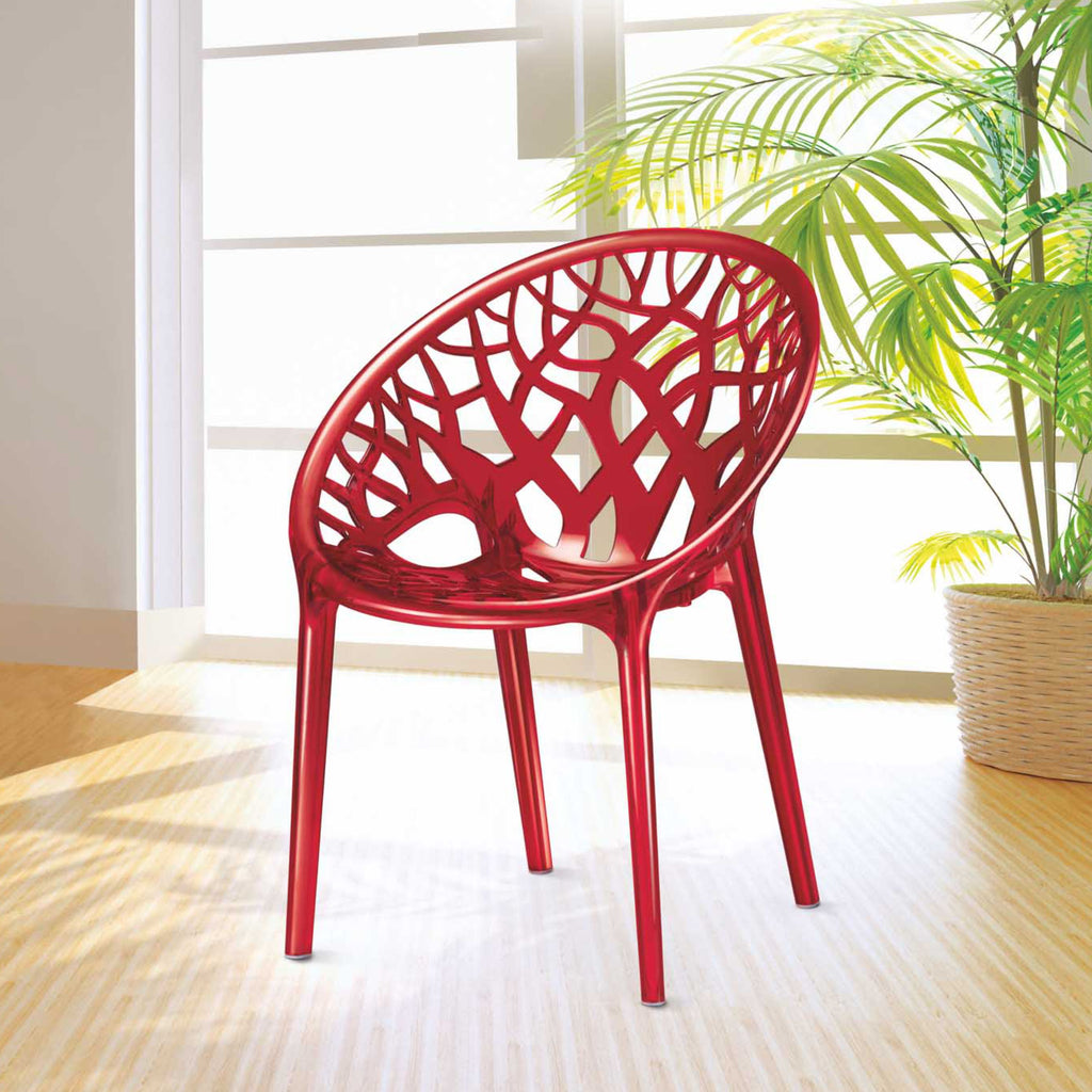 Nilkamal Crystal PC Chairs (Transparent Red) | HOMEGENIC.