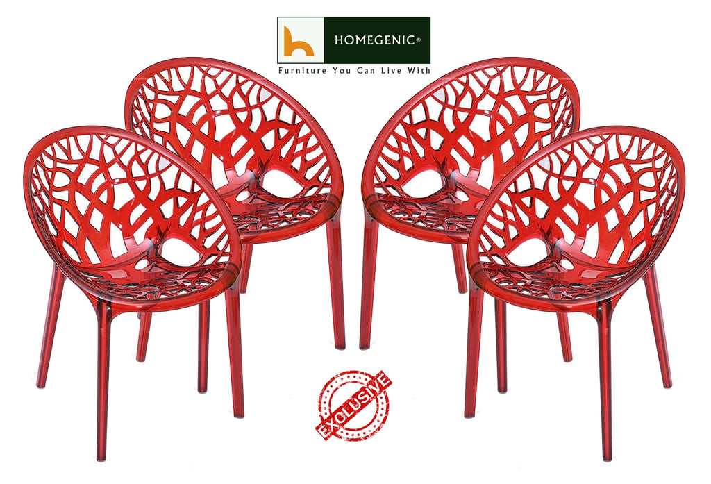 Nilkamal Crystal PC Chairs (Transparent Red) | HOMEGENIC.