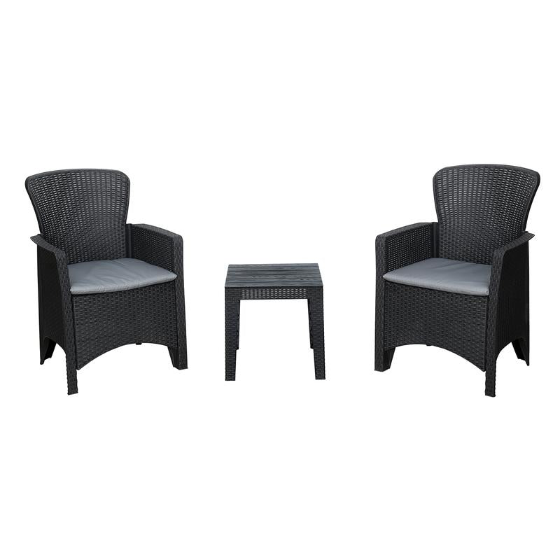 Nilkamal Divine set of 2 Chairs with Coffee Table (Black) | HOMEGENIC.