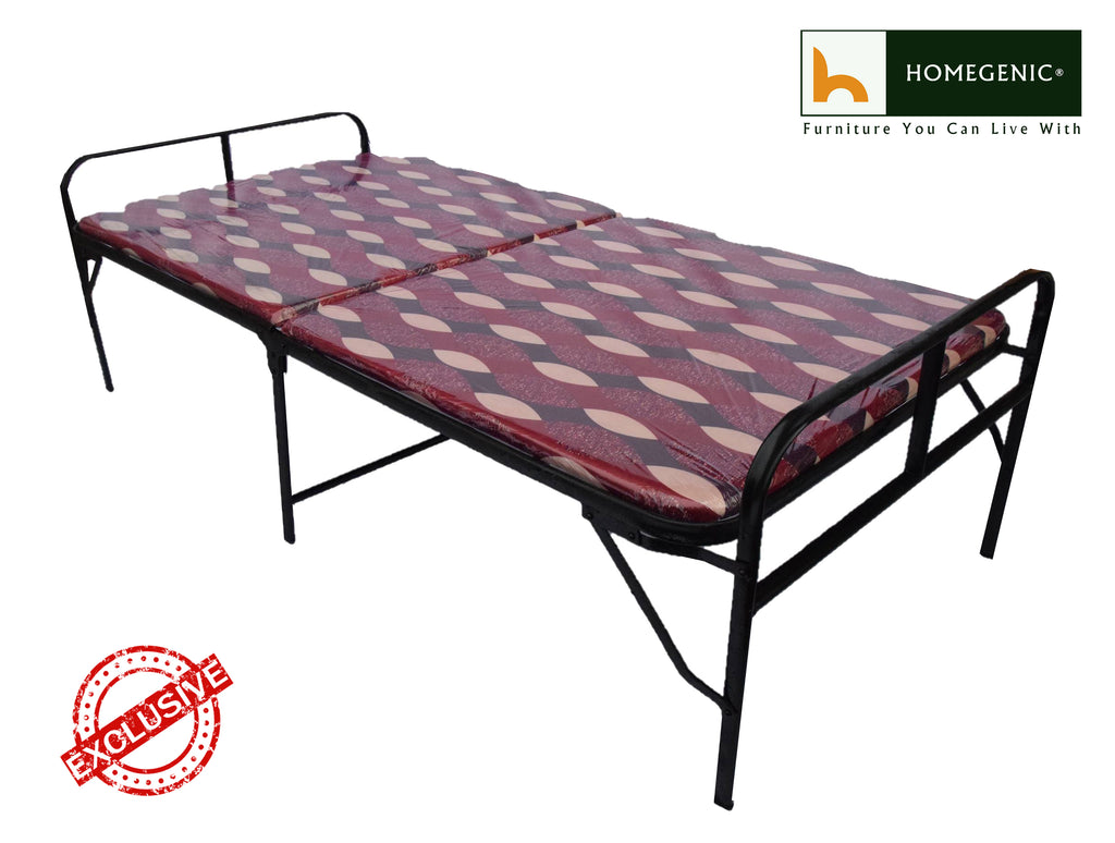 Smart Single Folding Cushioned Bed Multi color Fabric (6x3 feet) | HOMEGENIC.