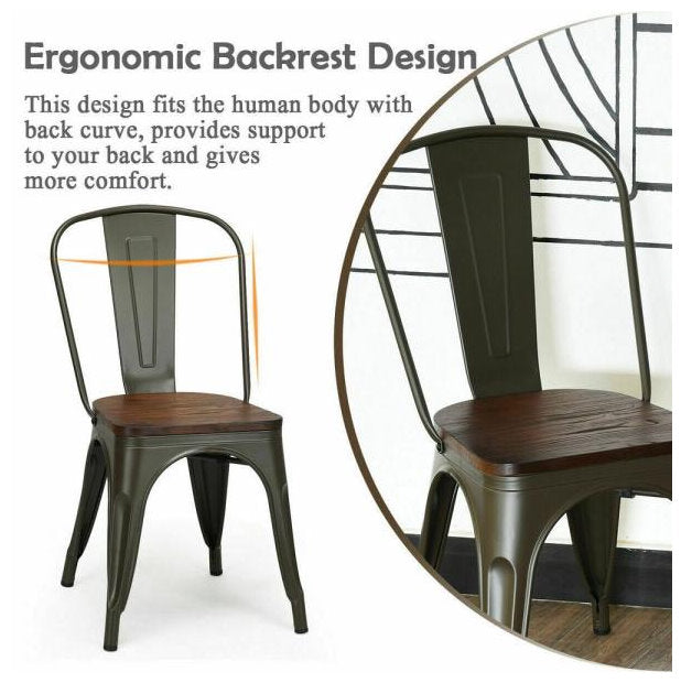 Replica Tolix Metal Bistro Dining Chair With Wood Top | HOMEGENIC.