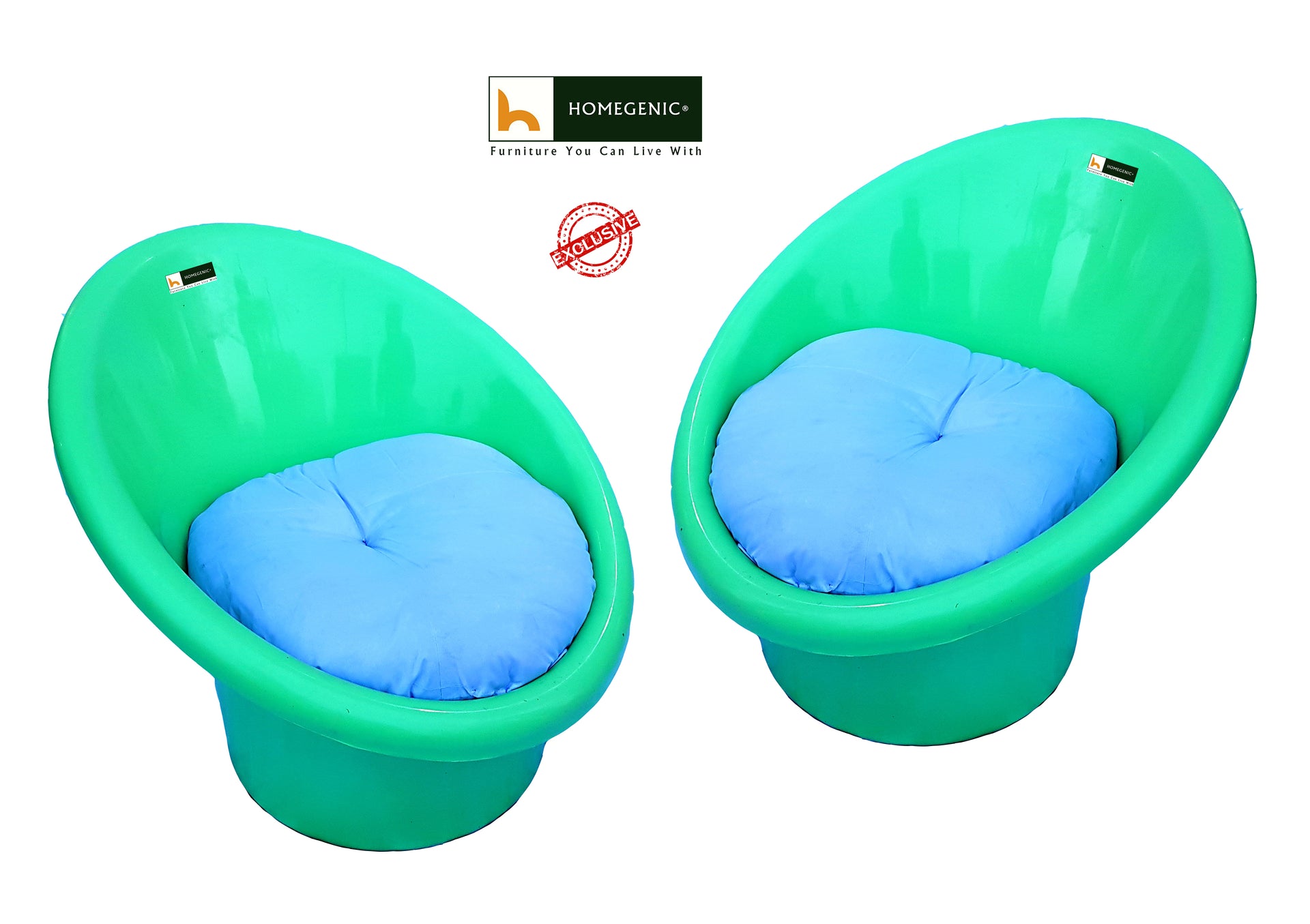 Nilkamal Tub Chair with Cushions- Set of Chairs Green
