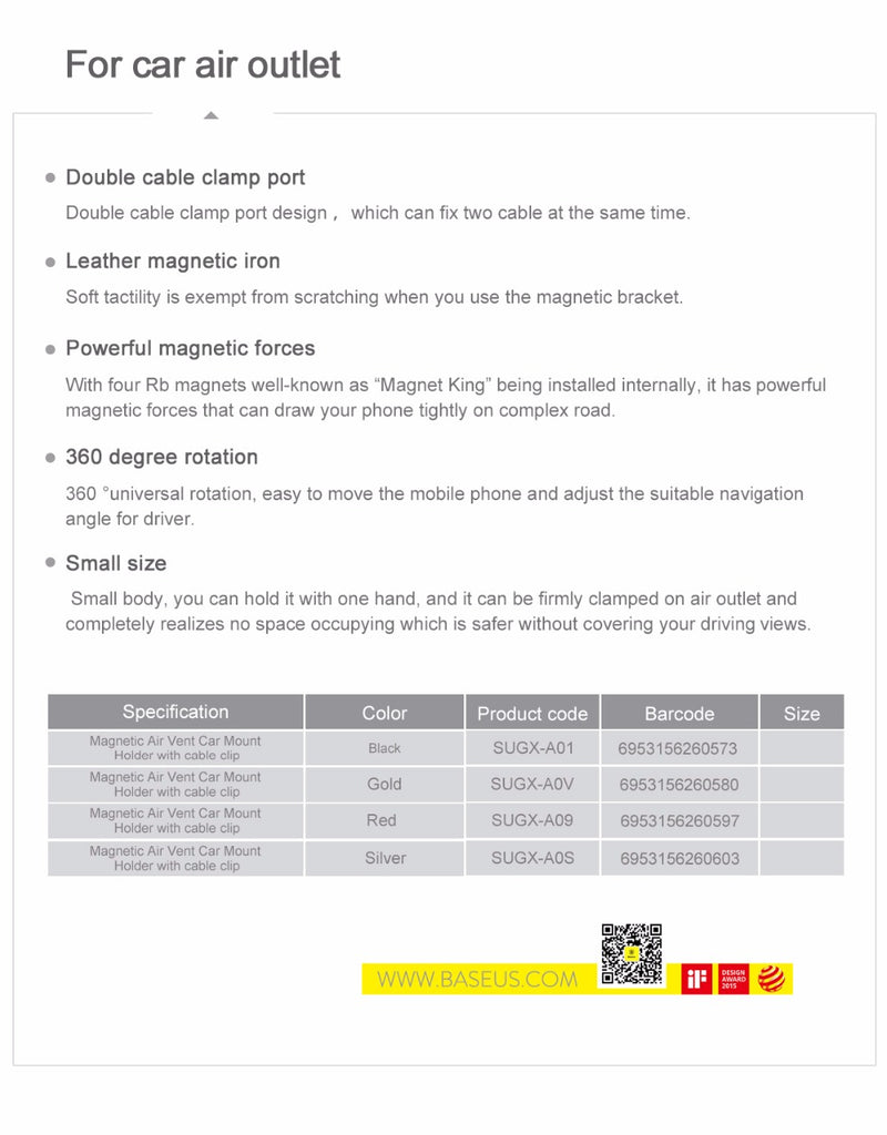 Baseus Magnetic Car Mobile holder with cable clip 360 Rotate | HOMEGENIC.
