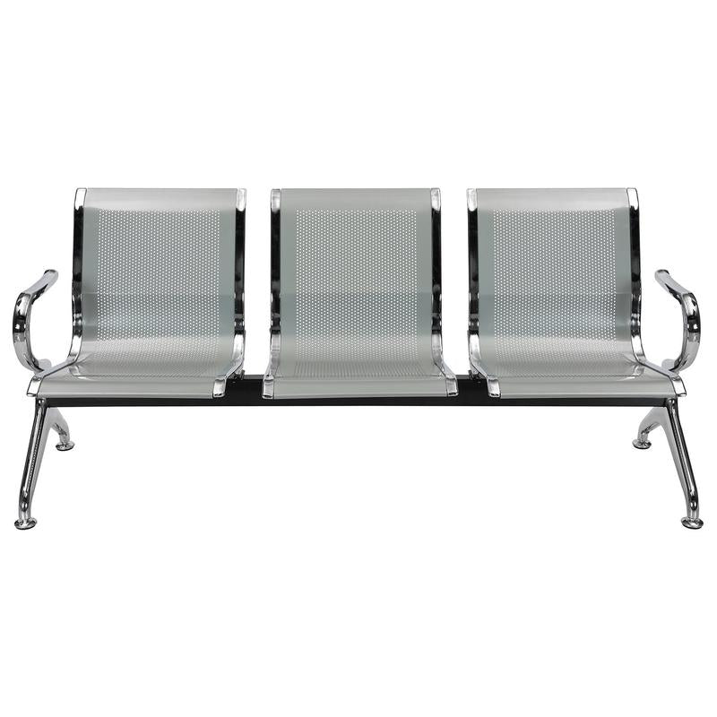 Nilkamal Italia 3 Seater Bench Reception Chair (Silver) | HOMEGENIC.