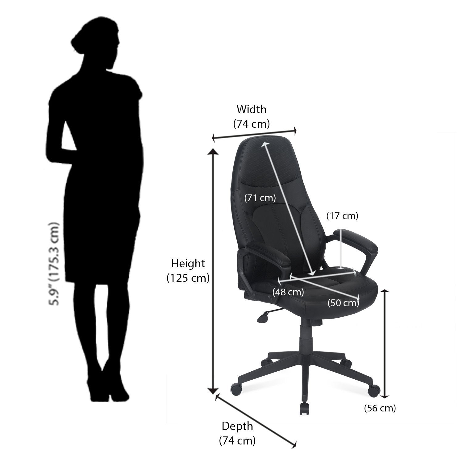 Nilkamal Luzo High Back Office Chair (Black)