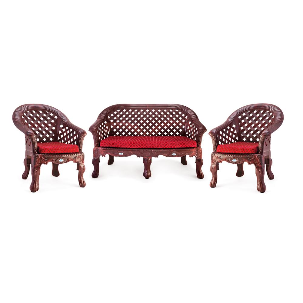 Nilkamal Luxura Sofa Set with cushions (Rose wood color) | HOMEGENIC.