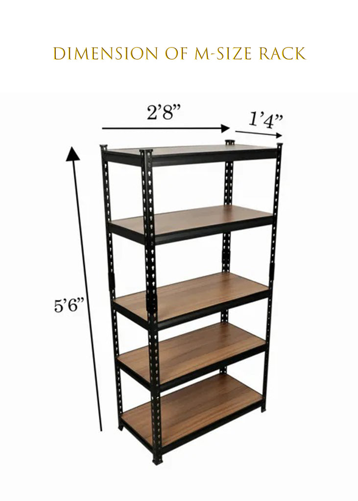 Homegenic Boltless Multi Purpose Adjustable Rack with Laminated Engineered Wood Shelves | HOMEGENIC.